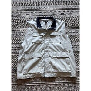 Izod XFG Utility Vest Mens XL Beige Multi Pocket Fishing Shell